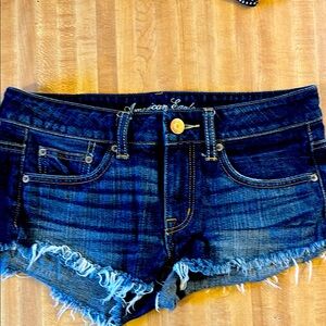 American Eagle Outfitters Blue Distressed Jean Shorts